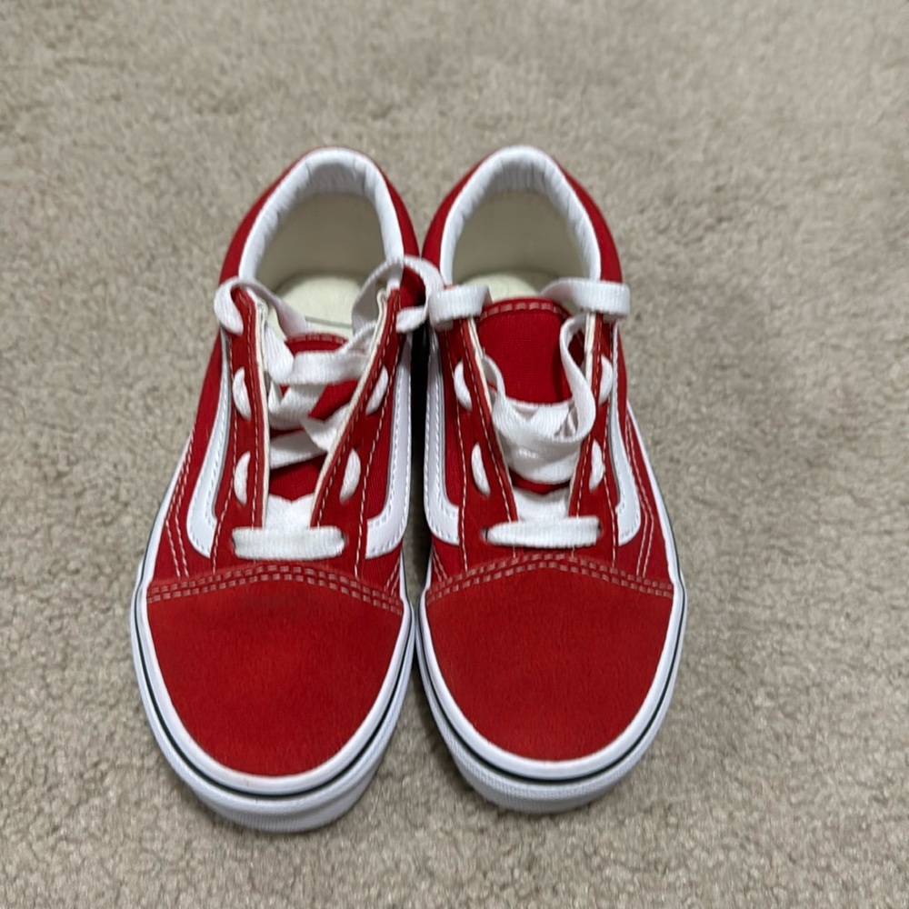 Red Vans old skool shoes